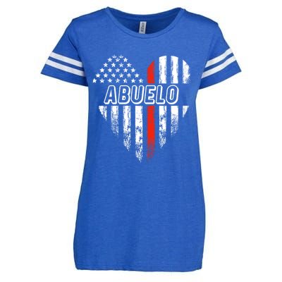 Proud Firefighter Abuelo American Flag Heart Gift Enza Ladies Jersey Football T-Shirt