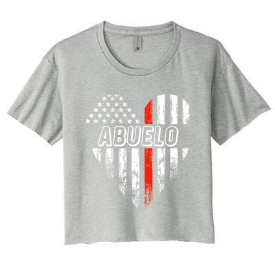 Proud Firefighter Abuelo American Flag Heart Gift Women's Crop Top Tee