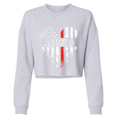 Proud Firefighter Abuelo American Flag Heart Gift Cropped Pullover Crew