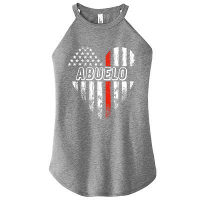 Proud Firefighter Abuelo American Flag Heart Gift Women's Perfect Tri Rocker Tank