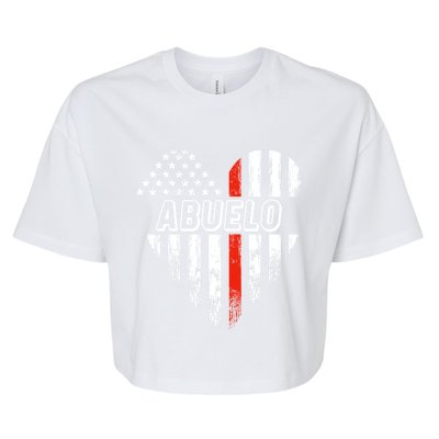 Proud Firefighter Abuelo American Flag Heart Gift Bella+Canvas Jersey Crop Tee