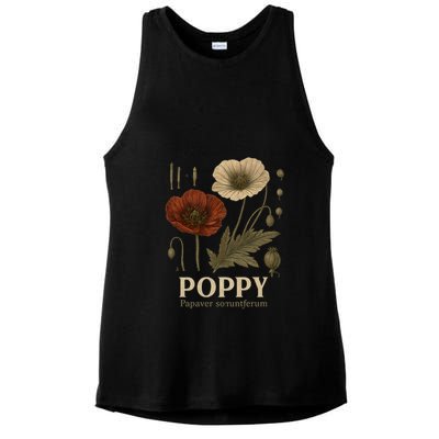 Poppy Floral Artwork Ladies PosiCharge Tri-Blend Wicking Tank