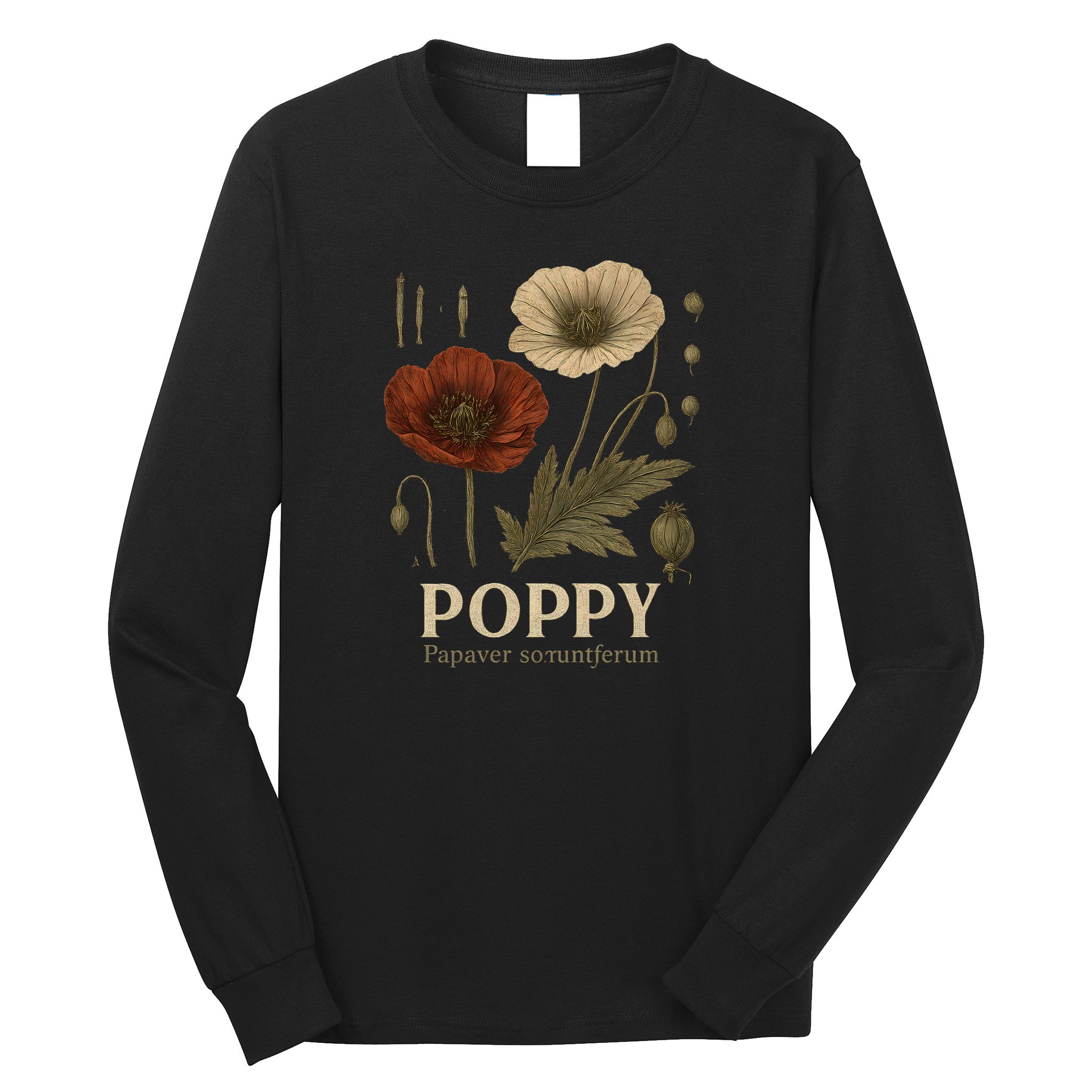 Poppy Floral Artwork Long Sleeve Shirt