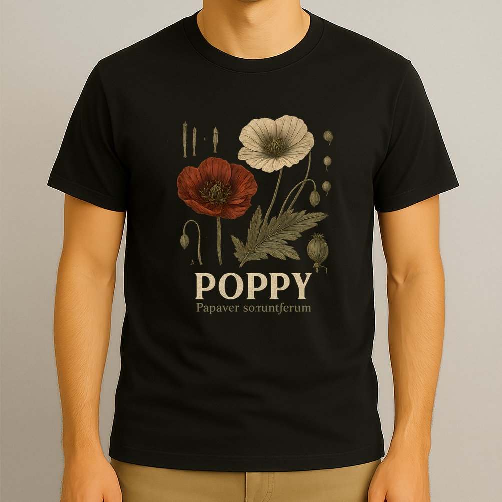 Poppy Floral Artwork T-Shirt