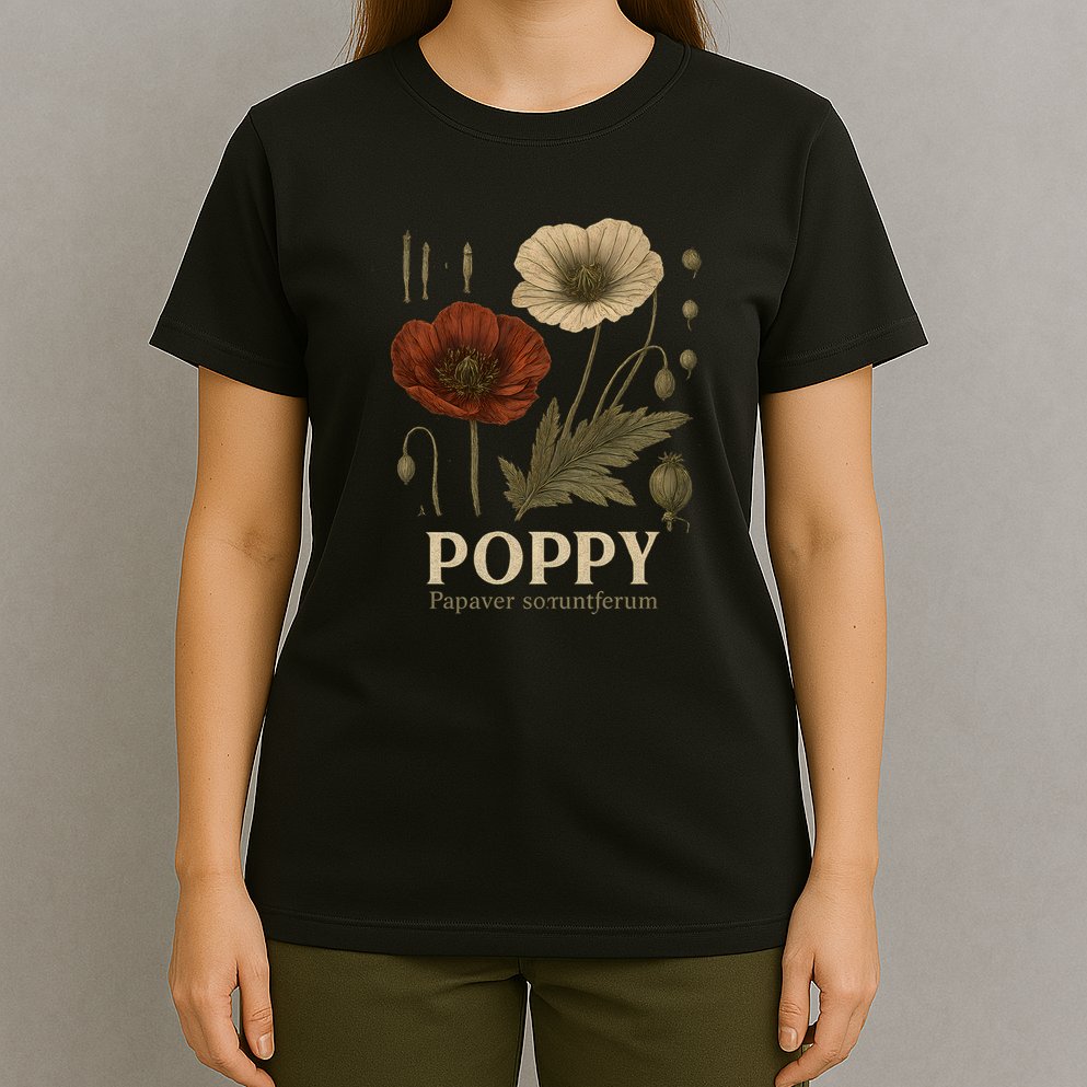Poppy Floral Artwork T-Shirt
