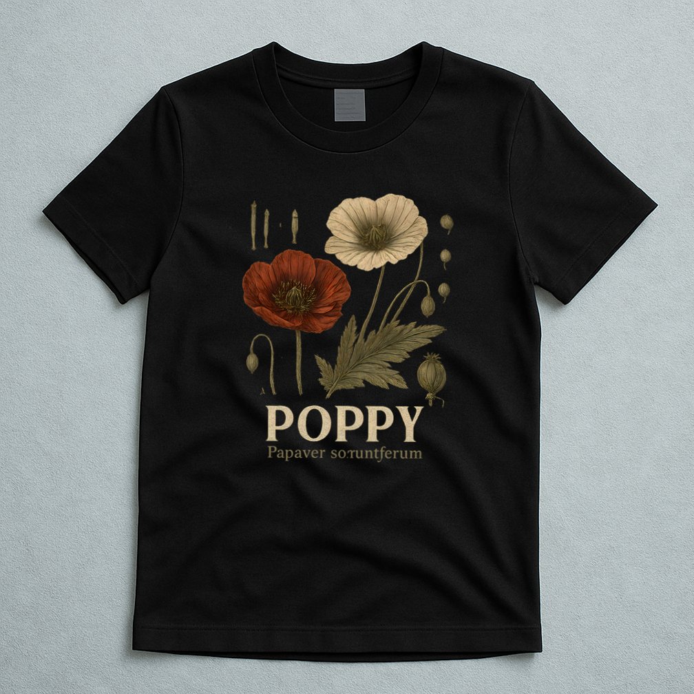 Poppy Floral Artwork T-Shirt