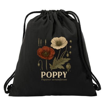 Poppy Floral Artwork Drawstring Bag