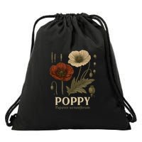 Poppy Floral Artwork Drawstring Bag