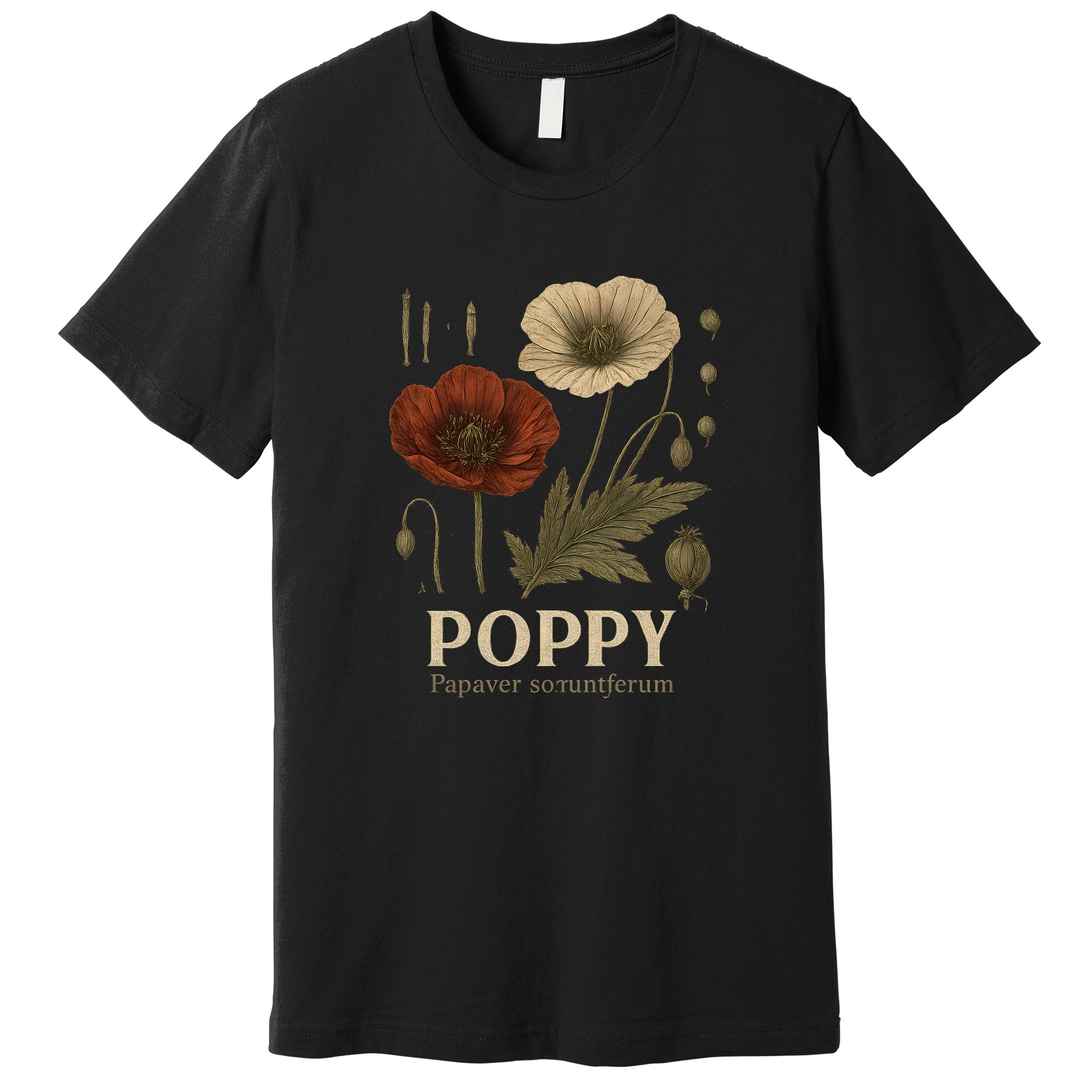 Poppy Floral Artwork Premium T-Shirt