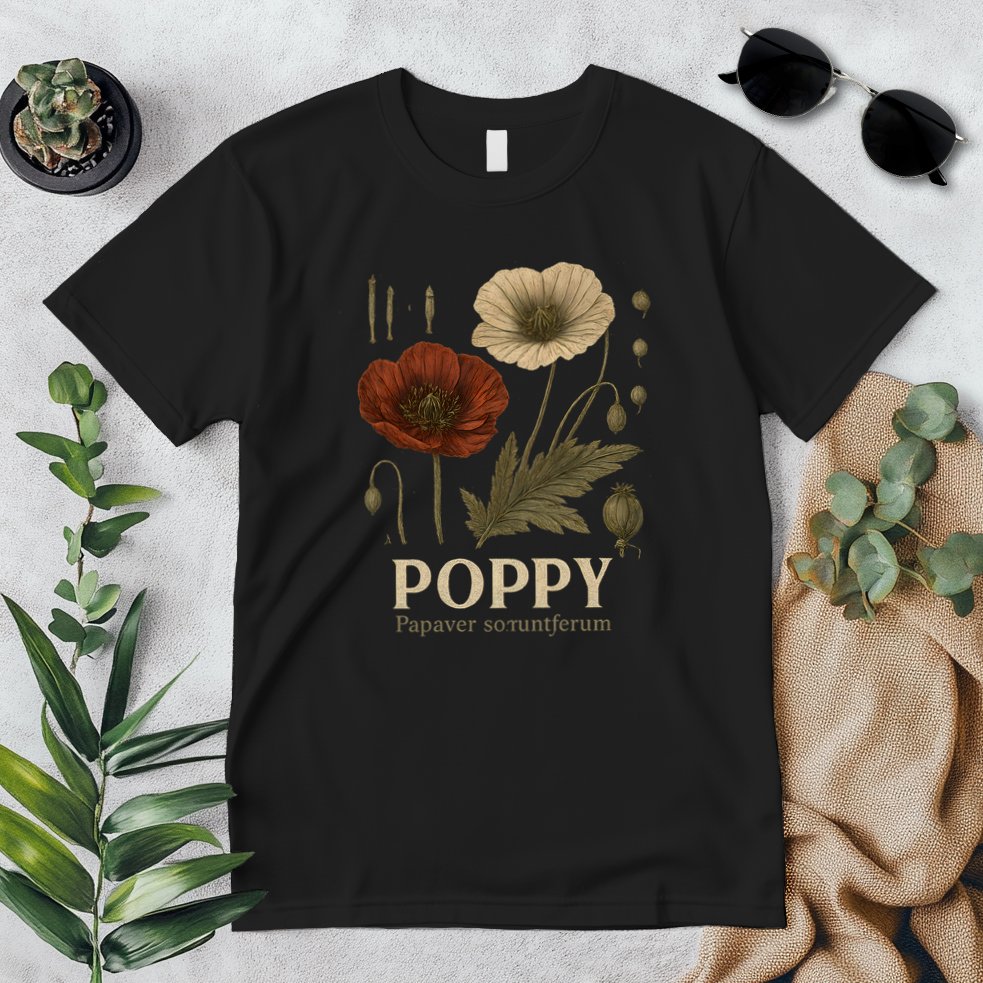 Poppy Floral Artwork Premium T-Shirt