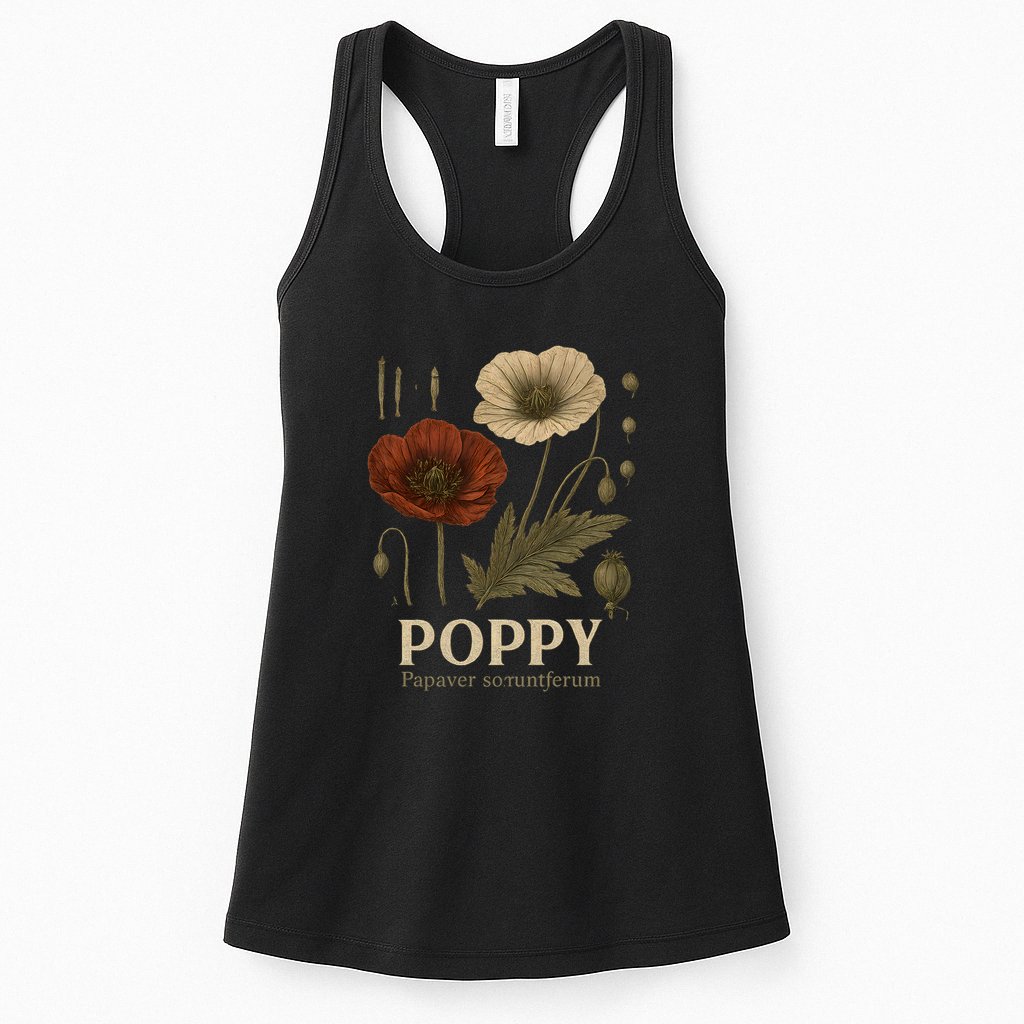 Poppy Floral Artwork Womens Tank Top
