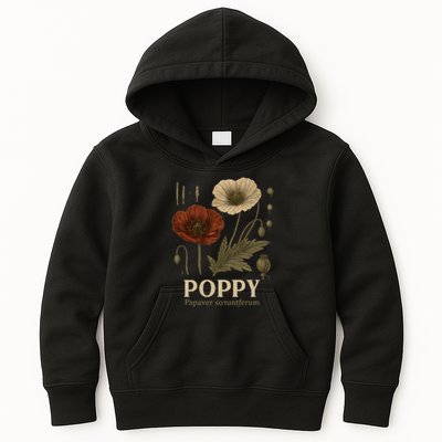 Poppy Floral Artwork Kids Hoodie