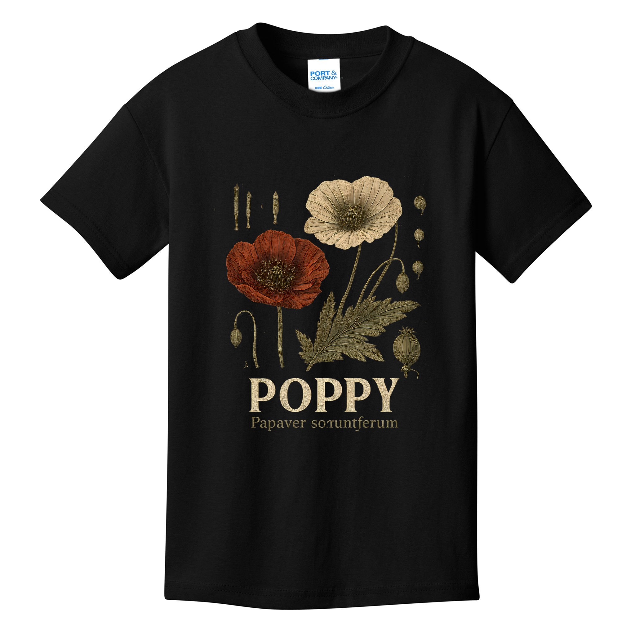 Poppy Floral Artwork Kids T-Shirt
