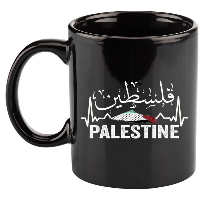 Palestinian Flag And Arabic Calligraphy Palestine Cool Gift 11oz C Handle Ceramic Mug