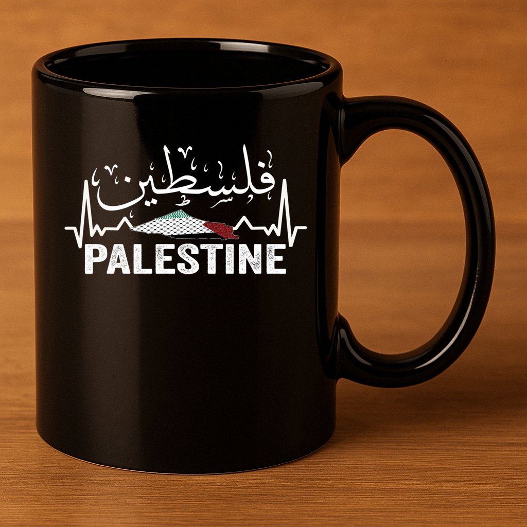 Palestinian Flag And Arabic Calligraphy Palestine Cool Gift 11oz C Handle Ceramic Mug