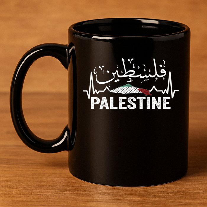 Palestinian Flag And Arabic Calligraphy Palestine Cool Gift 11oz C Handle Ceramic Mug