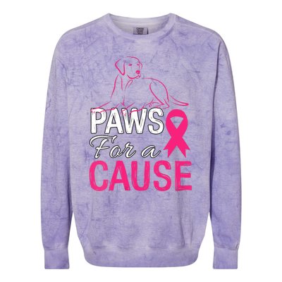 Paws For A Cause Breast Cancer Support Colorblast Crewneck Sweatshirt