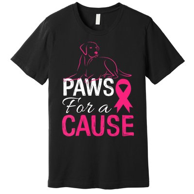 Paws For A Cause Breast Cancer Support Premium T-Shirt