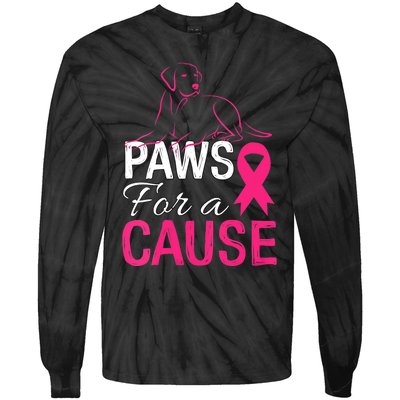 Paws For A Cause Breast Cancer Support Tie-Dye Long Sleeve Shirt