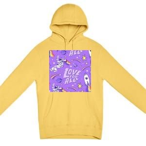 Pride Flag Astronaut Love For All Premium Pullover Hoodie