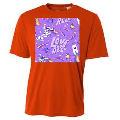 Pride Flag Astronaut Love For All Cooling Performance Crew T-Shirt