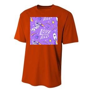 Pride Flag Astronaut Love For All Youth Performance Sprint T-Shirt