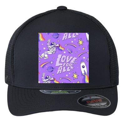 Pride Flag Astronaut Love For All Flexfit Unipanel Trucker Cap