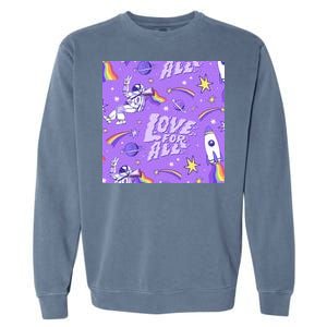 Pride Flag Astronaut Love For All Garment-Dyed Sweatshirt