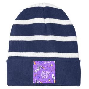 Pride Flag Astronaut Love For All Striped Beanie with Solid Band