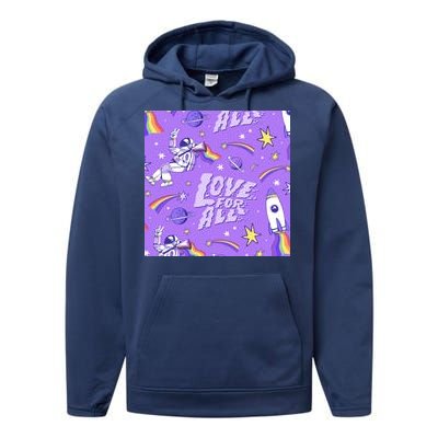 Pride Flag Astronaut Love For All Performance Fleece Hoodie