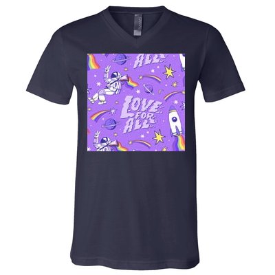 Pride Flag Astronaut Love For All V-Neck T-Shirt