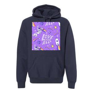 Pride Flag Astronaut Love For All Premium Hoodie