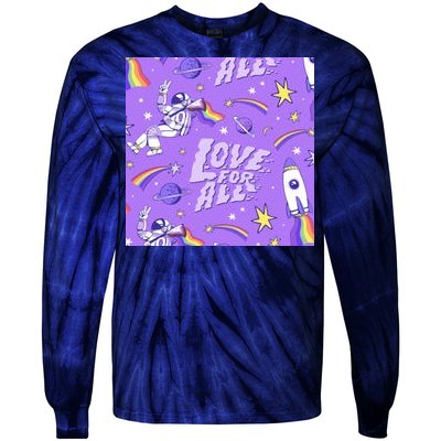 Pride Flag Astronaut Love For All Tie-Dye Long Sleeve Shirt