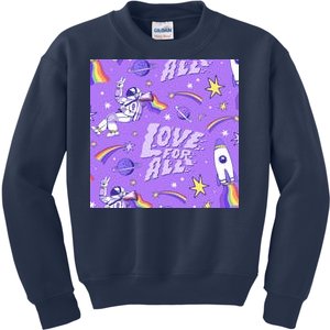 Pride Flag Astronaut Love For All Kids Sweatshirt