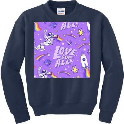 Pride Flag Astronaut Love For All Kids Sweatshirt