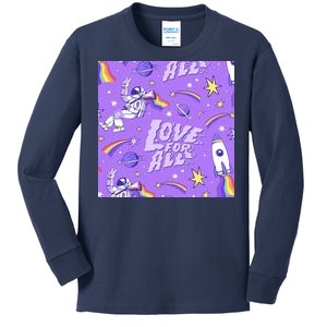 Pride Flag Astronaut Love For All Kids Long Sleeve Shirt