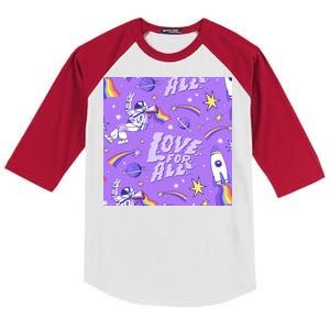 Pride Flag Astronaut Love For All Kids Colorblock Raglan Jersey