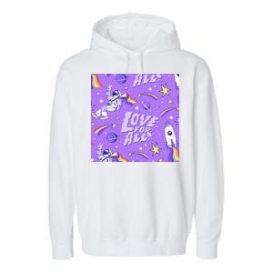 Pride Flag Astronaut Love For All Garment-Dyed Fleece Hoodie