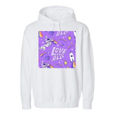 Pride Flag Astronaut Love For All Garment-Dyed Fleece Hoodie