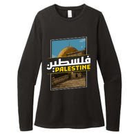 Palestine Free Arabic Calligraphy Palestinian Al Aqsa Mosque Womens CVC Long Sleeve Shirt