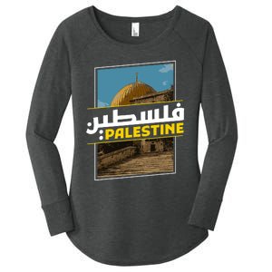 Palestine Free Arabic Calligraphy Palestinian Al Aqsa Mosque Women's Perfect Tri Tunic Long Sleeve Shirt