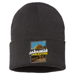 Palestine Free Arabic Calligraphy Palestinian Al Aqsa Mosque Sustainable Knit Beanie