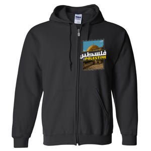 Palestine Free Arabic Calligraphy Palestinian Al Aqsa Mosque Full Zip Hoodie