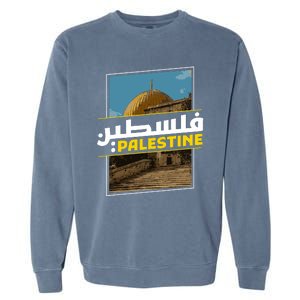 Palestine Free Arabic Calligraphy Palestinian Al Aqsa Mosque Garment-Dyed Sweatshirt