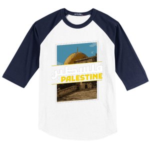 Palestine Free Arabic Calligraphy Palestinian Al Aqsa Mosque Baseball Sleeve Shirt