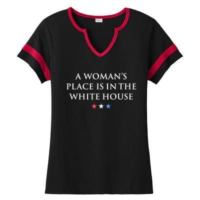 President Feminist A WomanS Place Is In The White House Ladies Halftime Notch Neck Tee