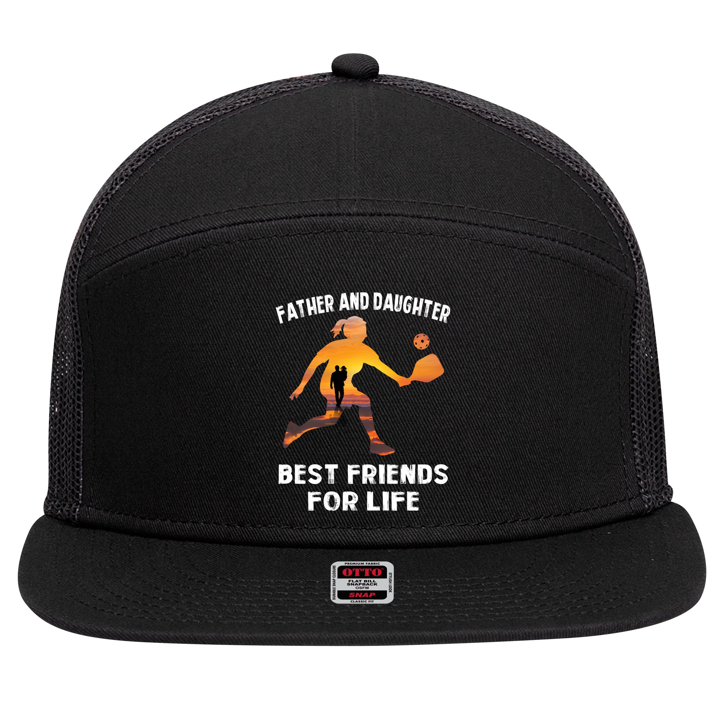 Pickleball Father And Daughter Best Friends 7 Panel Mesh Trucker Snapback Hat