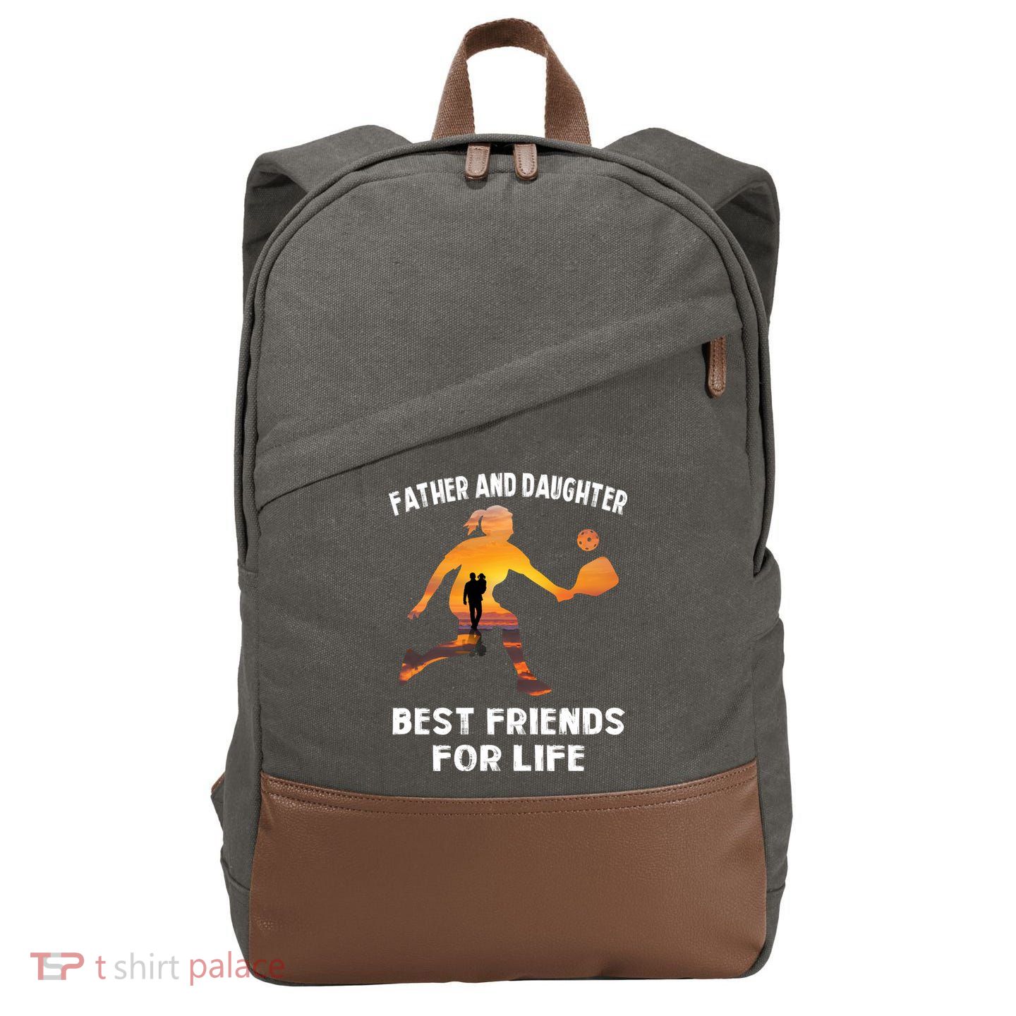 Pickleball Father And Daughter Best Friends Cotton Canvas Backpack
