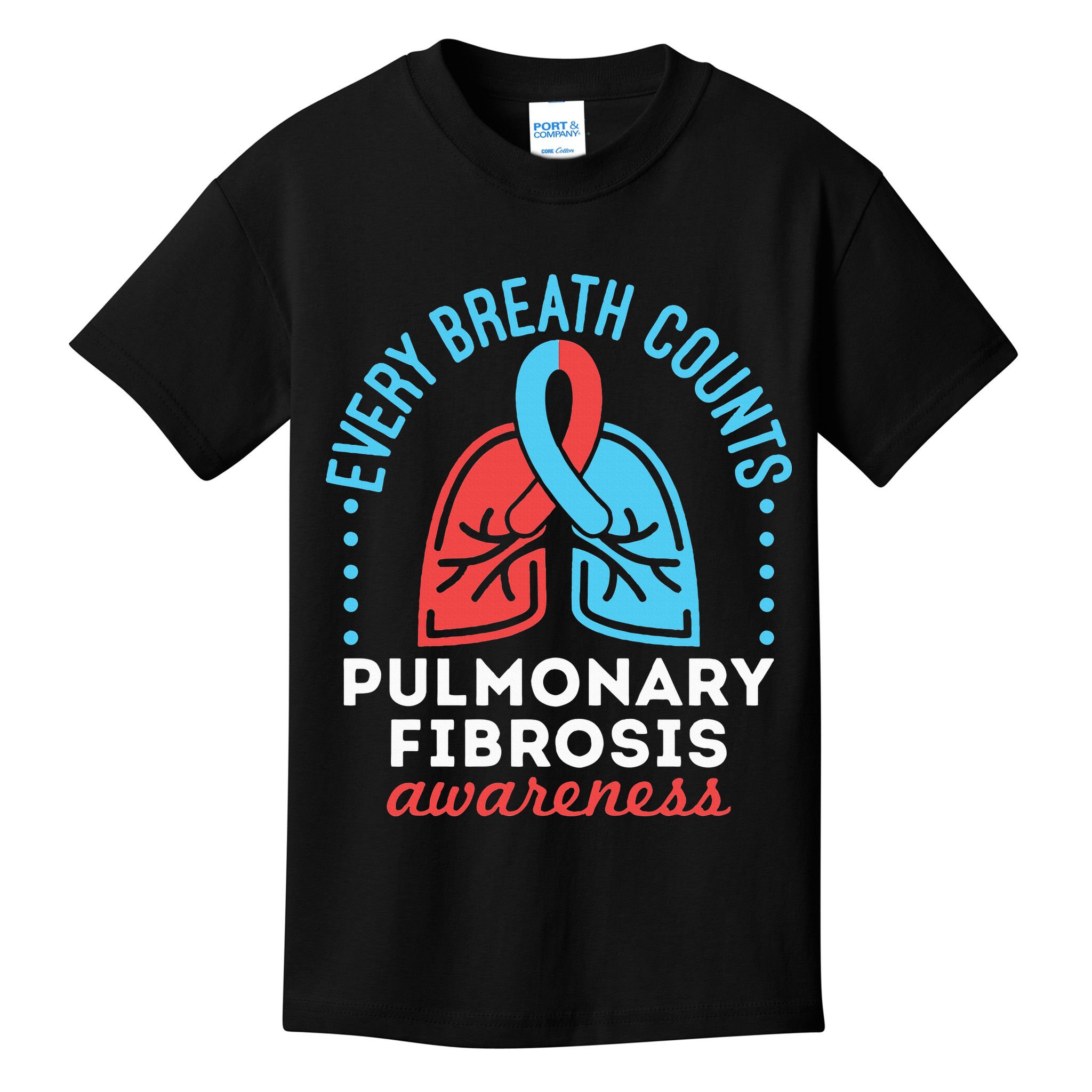 Pulmonary Fibrosis Awareness Every Breath Counts  Kids T-Shirt