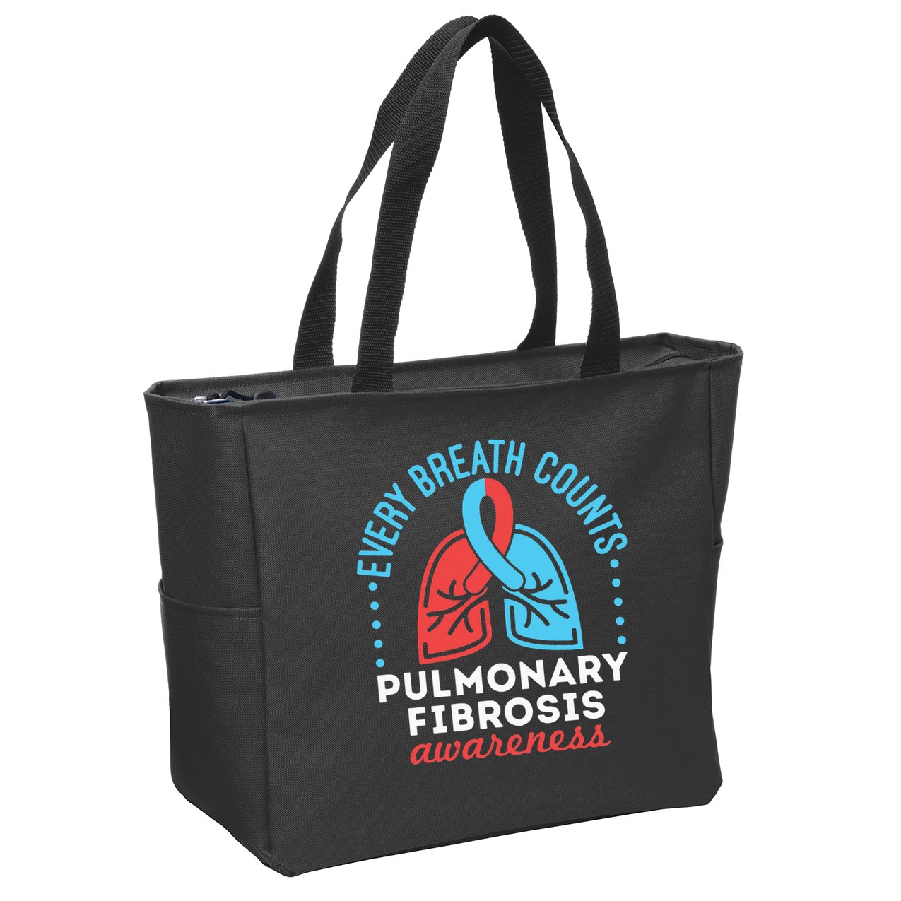 Pulmonary Fibrosis Awareness Every Breath Counts  Zip Tote Bag